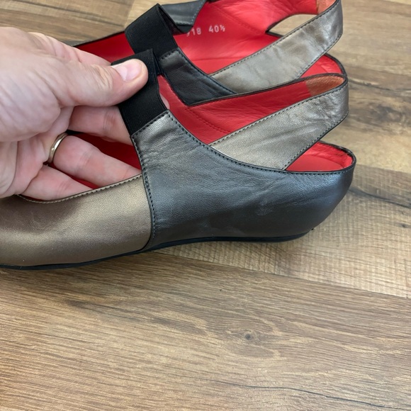 Pas de Rouge Silvia Peep Toe Low Wedge Leather Shoes Women's - Picture 5 of 12